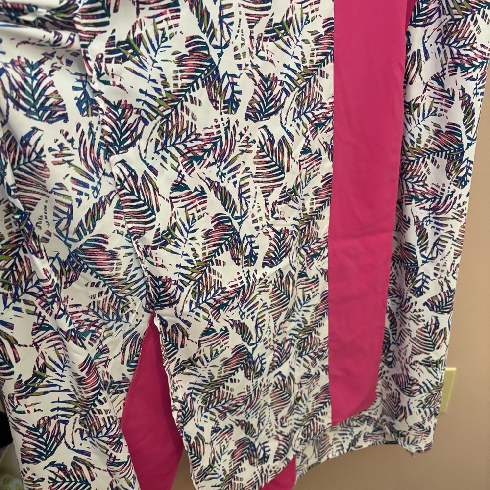 Coolibar NWT Pink Trim and White Patterned Kimono Dress - Picture 5 of 10